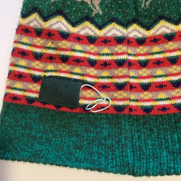 American Eagle Reindeer Holiday Christmas Green Winter Ski Knit Hat Pom Pom - Picture 7 of 7